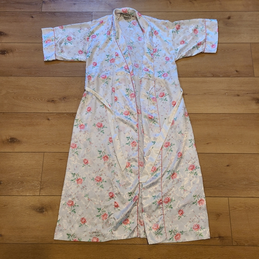 Christian Dior vintage robe Floral Belted Pockets 90s Polyester